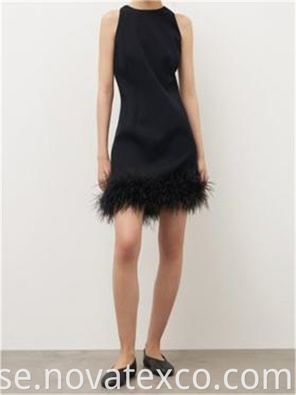 Splicing Feather Party Dress